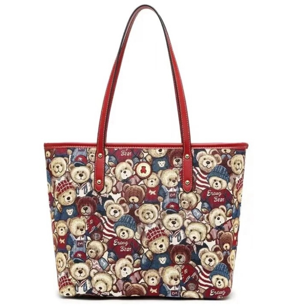 Erang Bear Printed Canvas Tote Jacquard Big Shoulder Working Ladies Tote Fashion